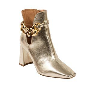 Stylish Womens Gold High Heel Party Ankle Boot With Chain